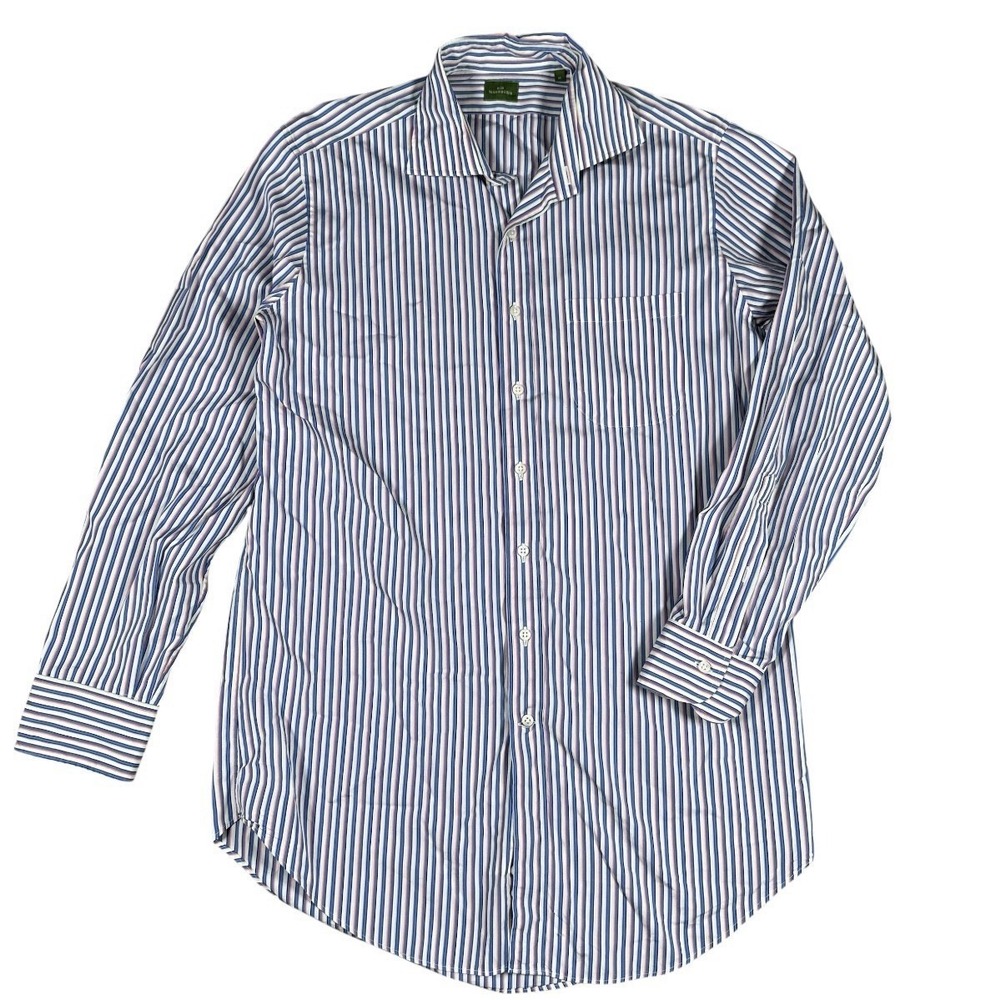 Sid Mashburn Button Down Dress Shirt Men's Sz M Blue Pink Striped Oxford EUC